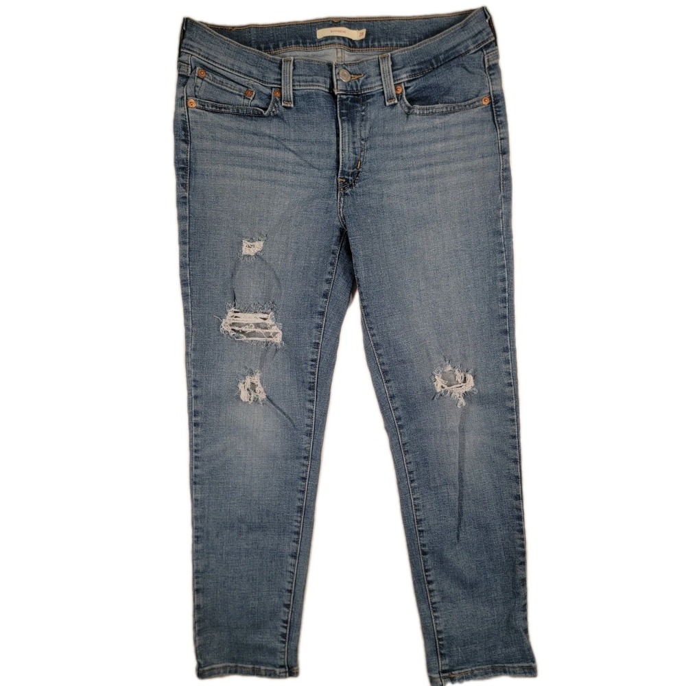 Levi's Women's New Boyfriend Distressed Jeans W28‎ L27 Medium Wash Blue